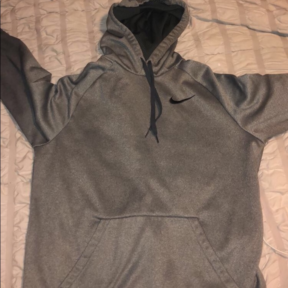 Grey nike hoodie/sweatshirt black nike logo large
